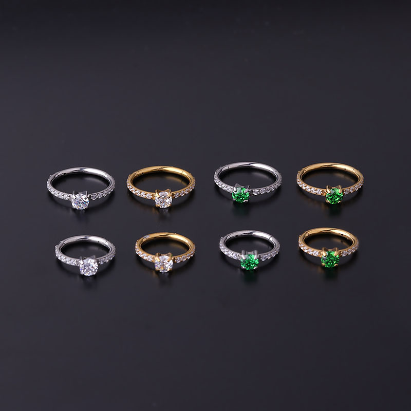 6g Weight Zircon Inlay Material 316L Stainless Steel Zircon Ear Cartilage Rings & Studs Round Waterproof Non Tarnish Surgical Steel Women'S