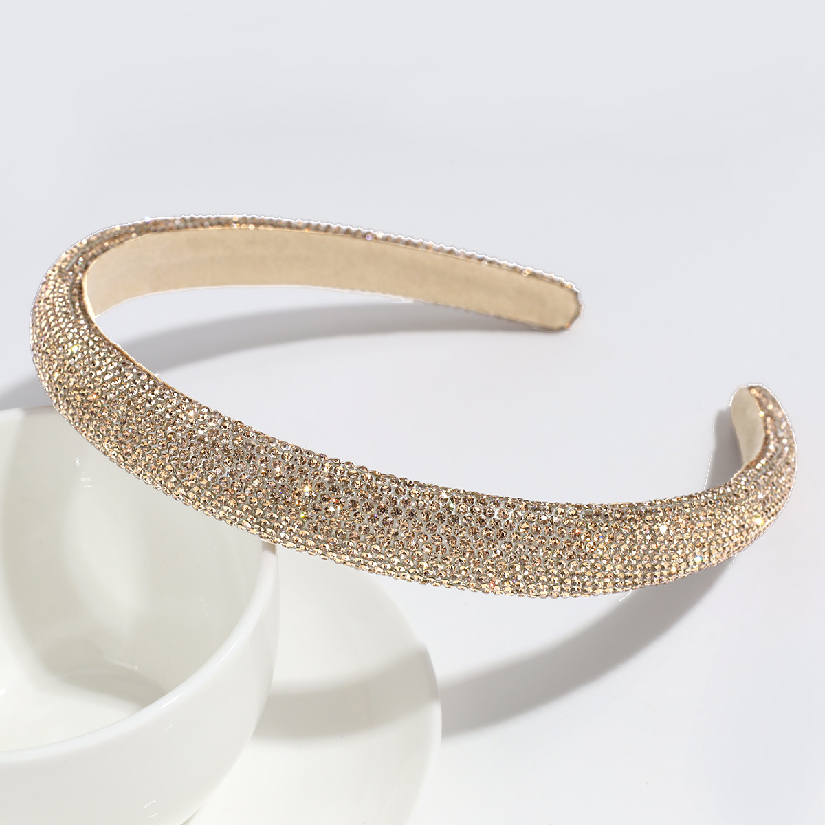 40g Weight Hair Band Hair Accessories Type 1 Piece Quantity Daily Occasion Rhinestone Material Solid Color Pattern Women's Gender Simple Style Style Women's Simple Style Solid Color Rhinestone Hair Band 9