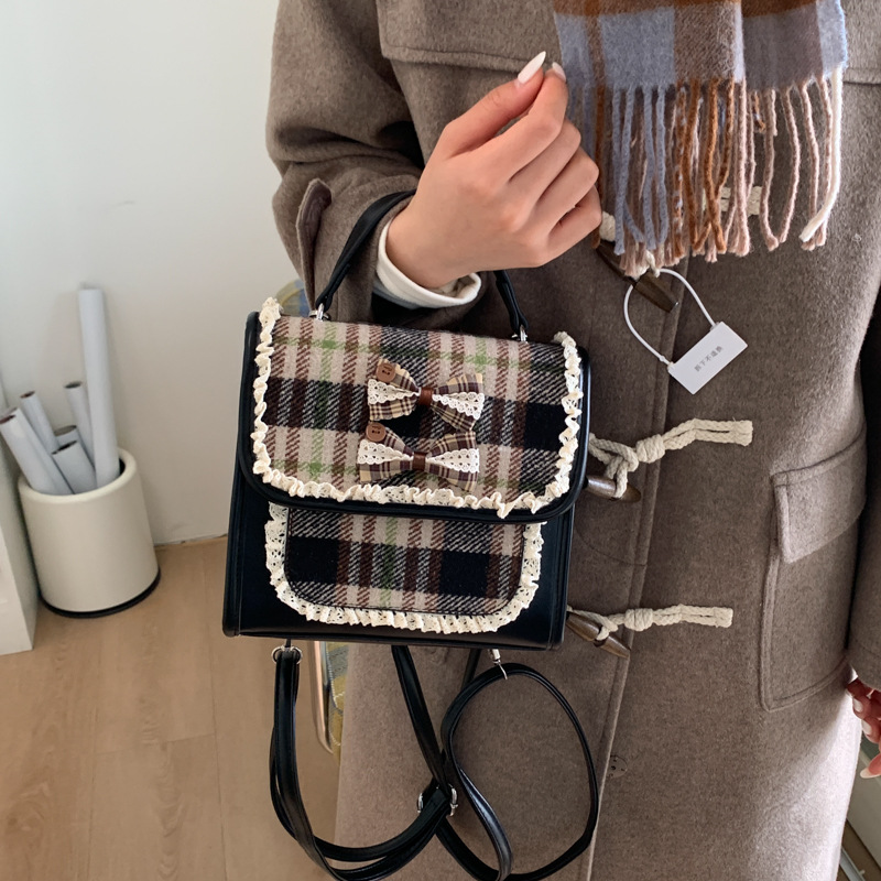 Nuevo bolso de niños a cuadrillas, escuela de artes, estilo mini mochila de estudiantes, lindos arcos, bolsas de hombro para hombres y mujeres.