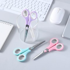 Factory Rubber Plastic Stainless Steel Macaron Color Art Scissors Office Supplies Colored Small and Large Student Stationery Scissors
