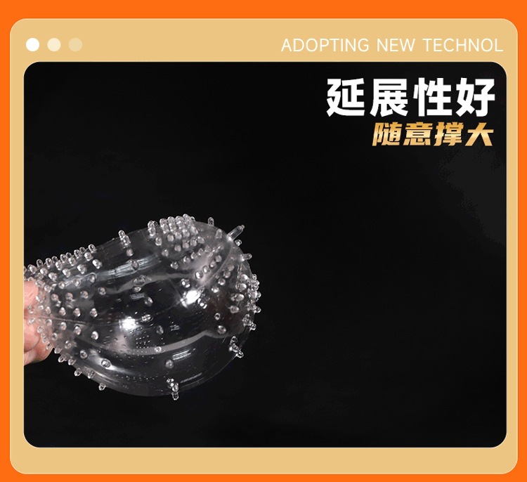 Wolf Tooth Textured Penis Headgear in Clear TPE for Couples — detail image 8