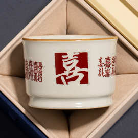 米黄汝窑杯王主人杯个人专用茶杯单杯开片可养陶瓷开片可养喝茶杯