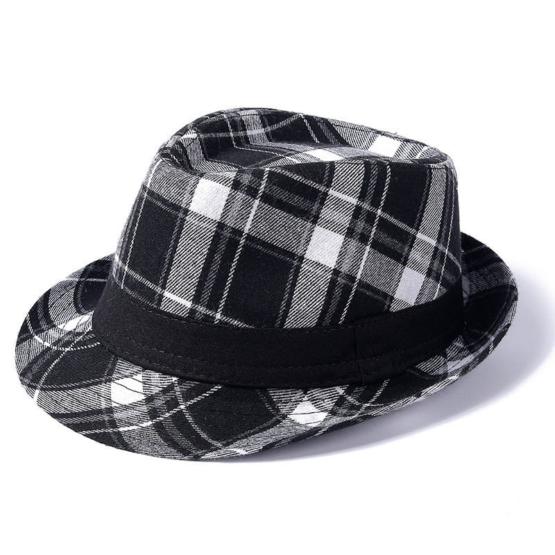 Cotton Material Plaid Pattern Winter, Autumn Season Men's Retro British Style Plaid Crimping Fedora Hat