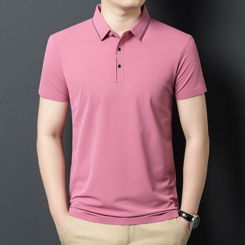 Men's Mulberry Silk Polo Shirt 2026 Summer Non-Iron Loose Fit Young and Middle-Aged Men's T-Shirt High-End Mulberry Silk