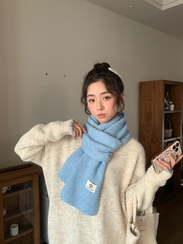 新款冬季羊毛围巾女高级感百搭可爱毛线针织围脖男护颈保暖韩版潮|undefined