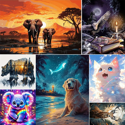 New 5D Diamond Painting Animal Full Drill Round and Square Drills Canvas Wall Art Diamond Sticker Home Source
