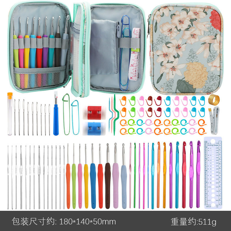 Amazon crochet traje color TPR suave mango de aluminio crochet combinación DIY lana tejer crochet barba bolsa traje