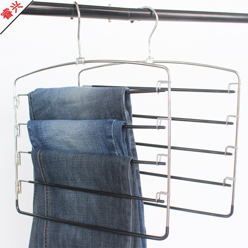 Five-layer foam trouser rack dipped in plastic multi-layer multi-functional trouser rack rotating folding rack towel storage frame