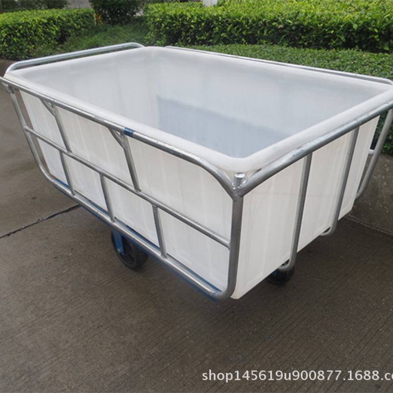 染织厂用规格齐全方形塑胶桶落布车 /印染厂用全新镀锌管推布车