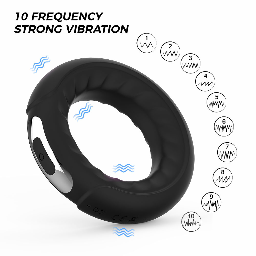 Rechargeable Remote-Control Vibrating Ring with 10 Frequencies, Silicone Cock Ring and Prostate Massager — detail image 10