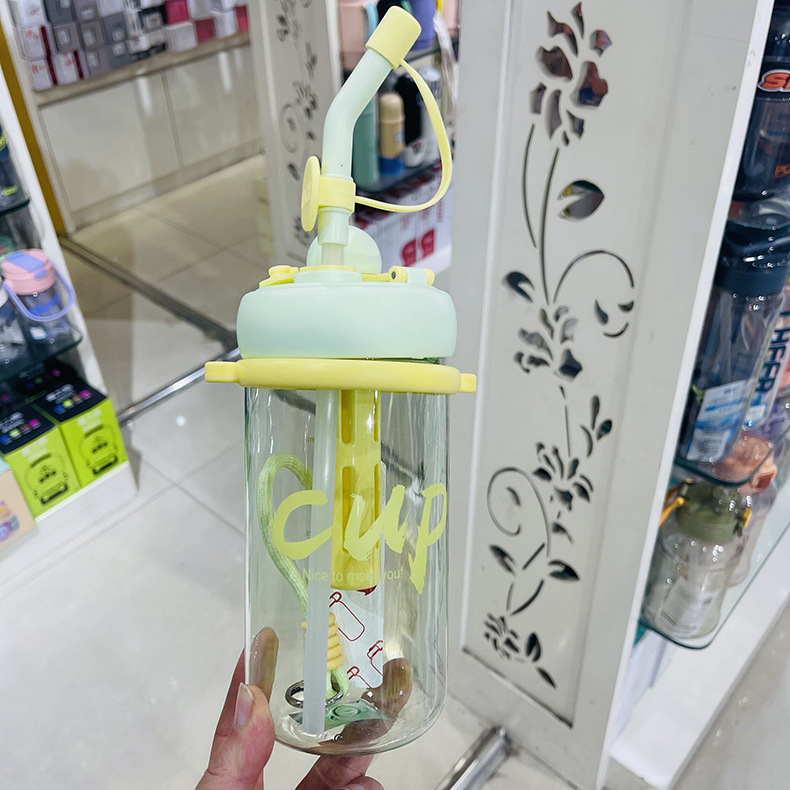 Taza de paja Baijia Taza de aprendizaje Taza de agua Taza de agua portátil para niños de verano Taza de plástico creativa para deportes al aire libre para estudiantes