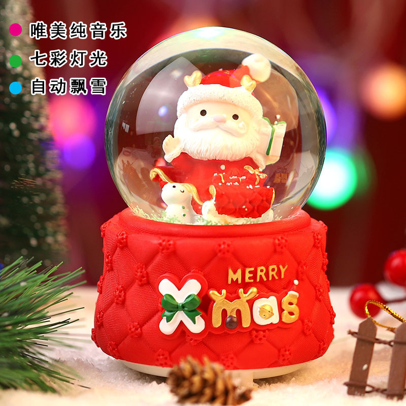 Nuevos productos transfronterizos regalos de Navidad creativos artesanía de resina decoración de escritorio adornos caja de sonido regalos de bola de cristal