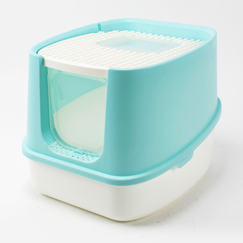 Leyoupai caja de arena para gatos completamente cerrada anti-salpicaduras gato grande desodorante de tocador suministros de limpieza para mascotas arena para gatos