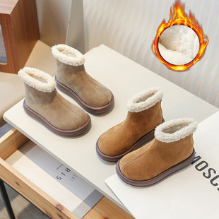 Children's cotton boots 2023 Winter Korean style boys and girls sheep curly fleece-lined warm snow boots medium and big Children Martin boots fashion