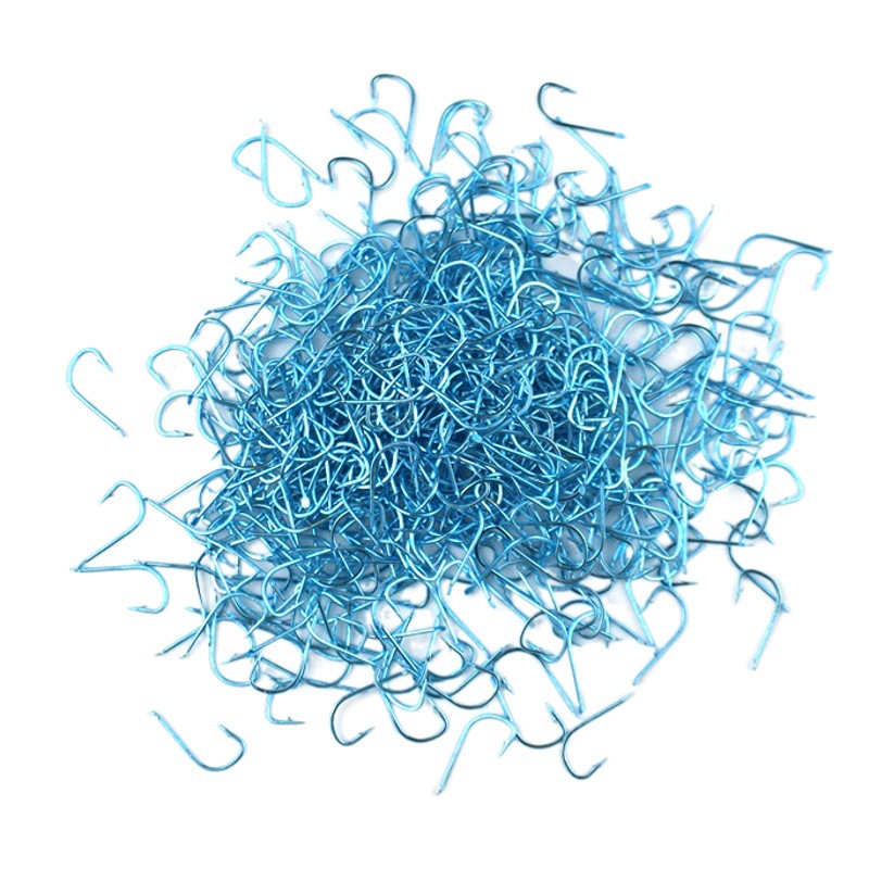 Venta al por mayor manga gancho a granel manga plana Rosa verde azul púas sin espina tamaño pequeño mango largo carpa raya blanca gancho pequeño gancho