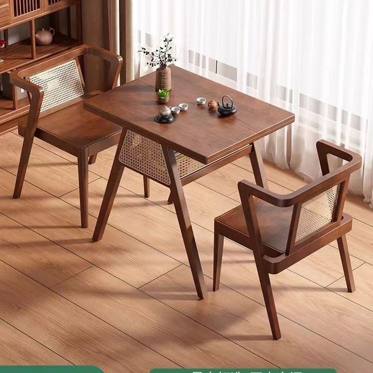 Solid Wood Balcony Table and Chair Three-piece Combination Leisure Chair One Table and Two Chairs Tea Small Table and Chair Simple Rectangular