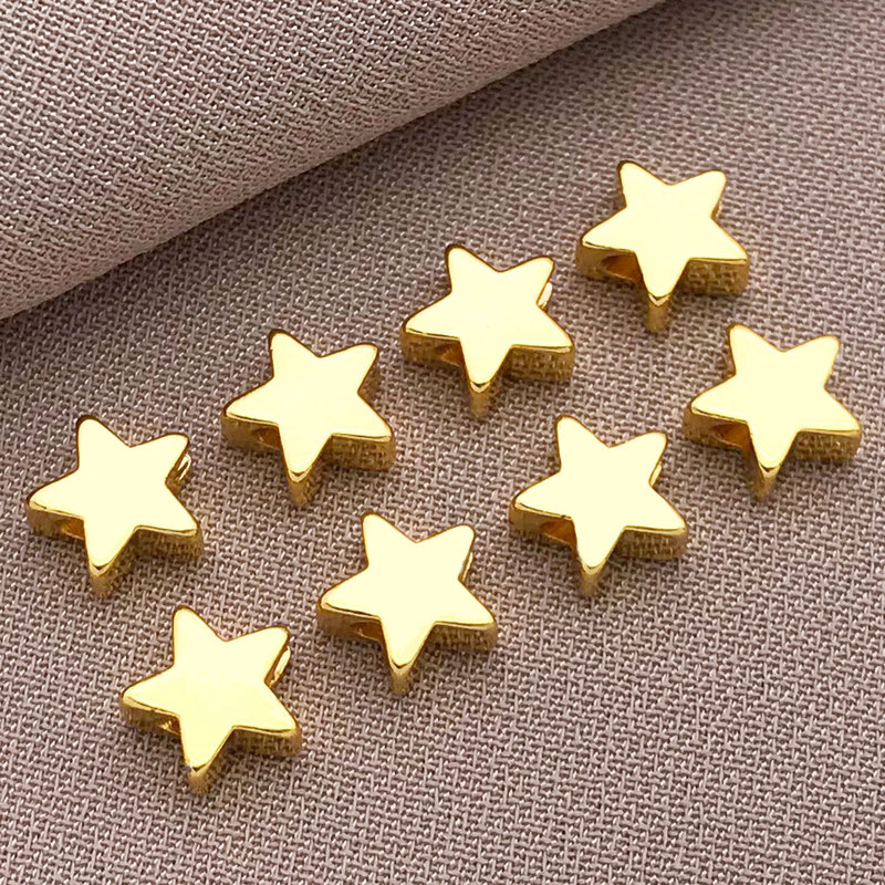18K ゴールデン光沢のある五芒星ムーンラブビーズ DIY ジュエリーアクセサリーピアスビーズネックレスブレスレットスペーサー|undefined