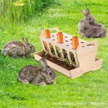 宠物干草喂食器木制豚鼠兔子干草管理器可拆卸实木兔子食物喂食架