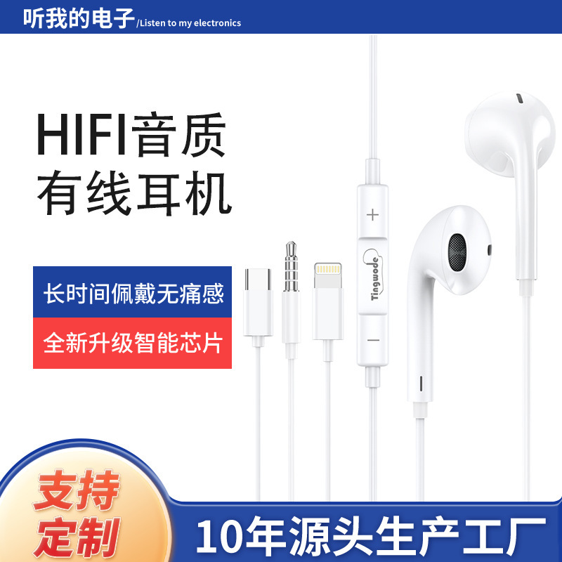 Hot Selling Wired Semi-In-Ear High-Quality 3.5Mm/Typec Port Headphones Suitable for All Brands of Wire-Controlled Headphones