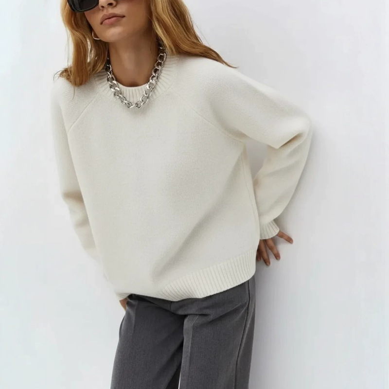 Oversized Knitted Sweater Cross-Border Knit Pullover for Women