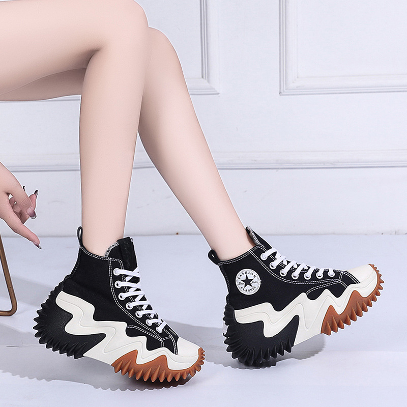 High-top canvas shoes for female student...