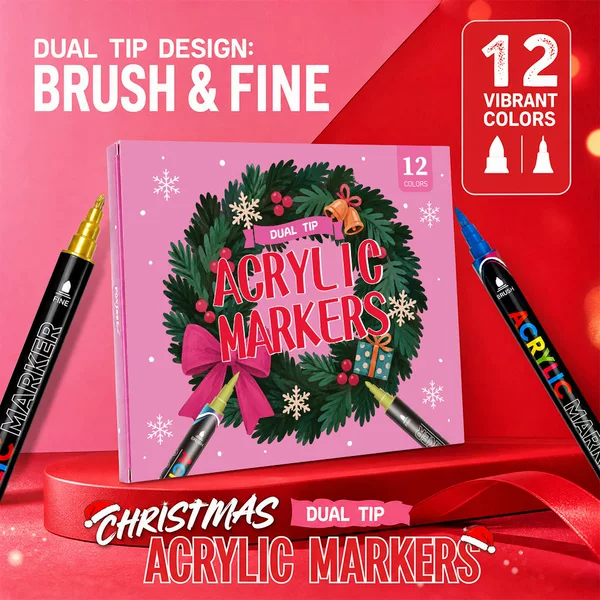 Cross-border best-selling Christmas acrylic marker pen set, holiday decoration graffiti pen, multi-material universal waterproof painting pen