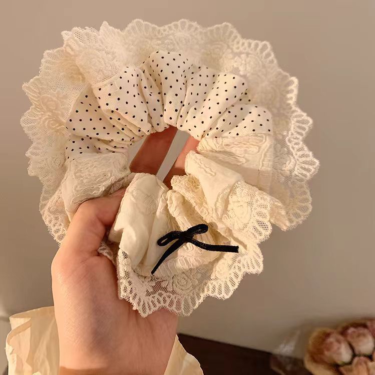 可爱红色小樱桃蕾丝大肠发圈女高级感百搭头饰扎头发大号春夏发绳|undefined