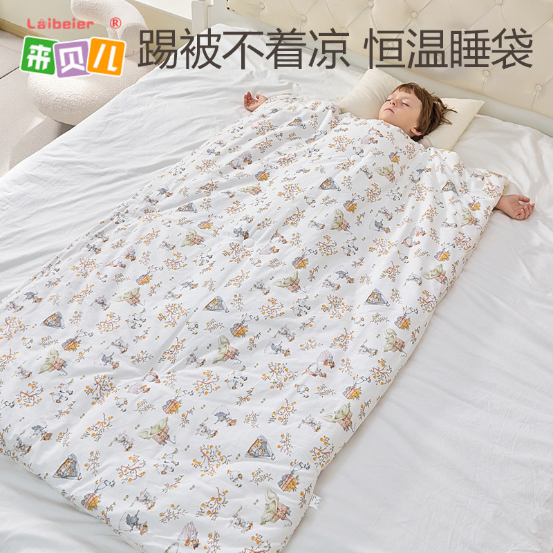 Autumn and Winter Warm Fleece Thickened Anti-Kick Sleeping Bag for Babies, Class a Dropshipping Children's Sleeping Bag with Thickened Cover