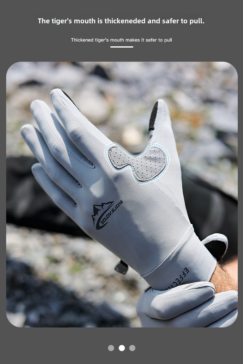 Ice Silk sun protection gloves men's summer UV protection outdoor sports fishing gloves non-slip open finger touch screen XG59_maomaolike.com