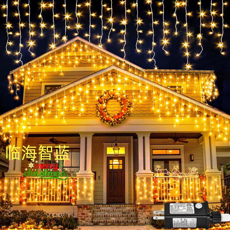 Ice bar lamp 10 m 400LED low voltage US gauge 30V curtain lamp can be connected in series with 8 mode gypsophila Christmas waterfall lamp Ice bar lamp 10 m 400LED low voltage US gauge 30V curtain lamp can be connected in series with 8 mode gypsophila Christmas waterfall lamp