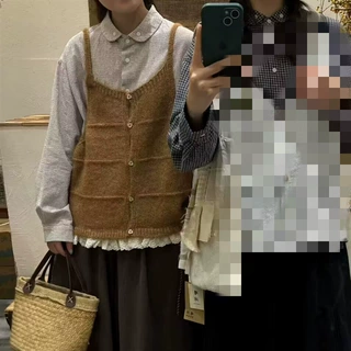 韩版新款复古针织吊带马甲女秋冬叠穿无袖毛衣背心蕾丝上衣女潮
