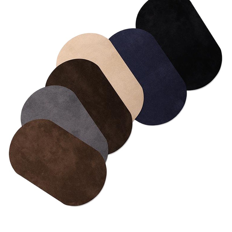 Suéter de la rodilla parche de tela parche Oval manga codo parche flocado terciopelo de cuero casual corte adhesivo planchado