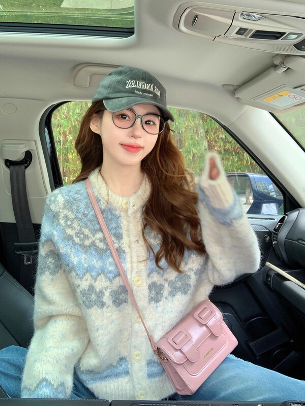 费尔岛提花毛衣外套女2025新款秋冬季温柔风软糯宽松减龄针织开衫|undefined