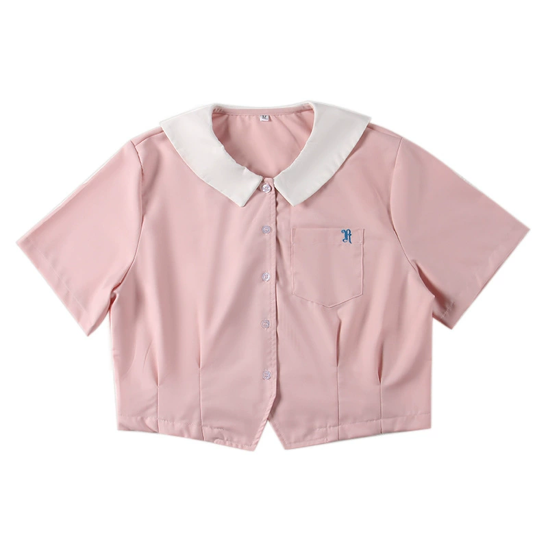 Туан Зачарованный Храм Ярмарка JK рубашка с лацканами розовый матрос воротник тонкий школа тонкий в наличии Ссылка JK униформа