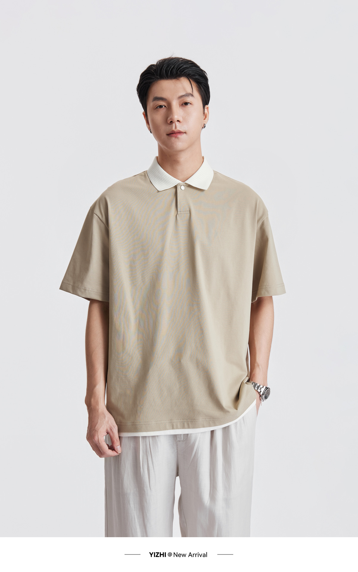 Áo Polo Nam Cổ Bẻ Phong Cách Cổ Điển, Chất Liệu Cotton Thoáng Mát, Form Rộng Vai Xuôi — màu sắc chi tiết 17