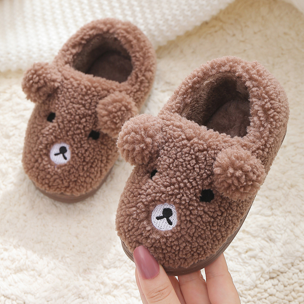 Children's Cotton Shoes with Covered Soles 2025 Winter New Cartoon Red Panda Kids Home Cotton Slippers Parent-Child Style