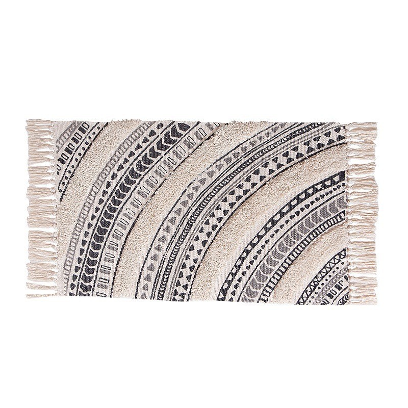 Vitage 프린트 터프트 술 매트-그레이 블랙