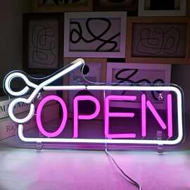 跨境专供open霓虹灯牌制作 营业中灯牌商店汉堡店 霓虹灯发光字