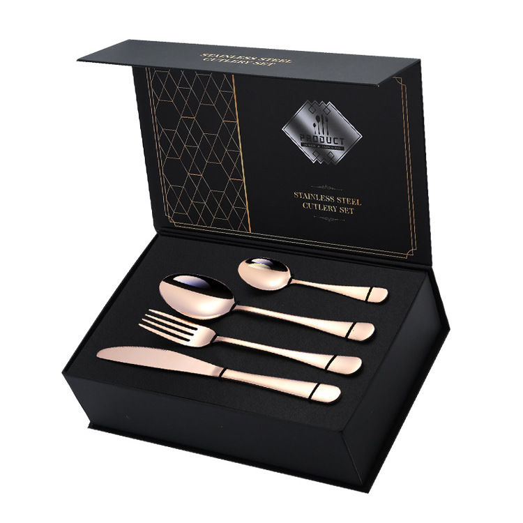 Juego de cubiertos occidentales de acero inoxidable 24 piezas con caja de regalo cuchillo tenedor cuchara