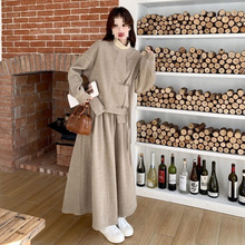 中式加绒国风韩系盘扣卫衣套装女装秋冬上衣休闲半身裙两件两件套