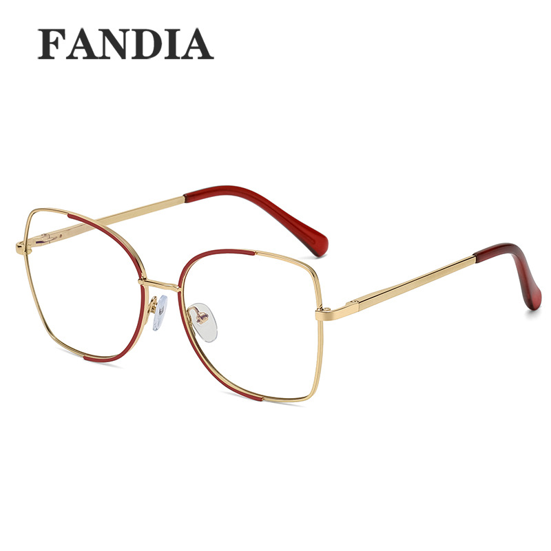 95820 nuevas mujeres de moda de metal marco grande gafas lisas marco completo anti-azul gafas de luz miopía gafas marco