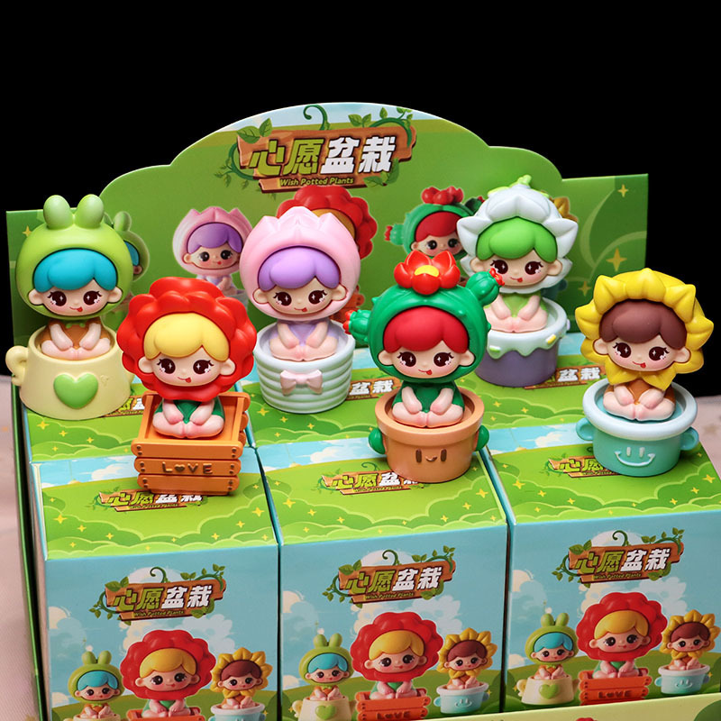 Cute Creative Wish Potted Blind Box Resin Crafts Plant Flower Elf Ornaments Car Ornaments Birthday Gift