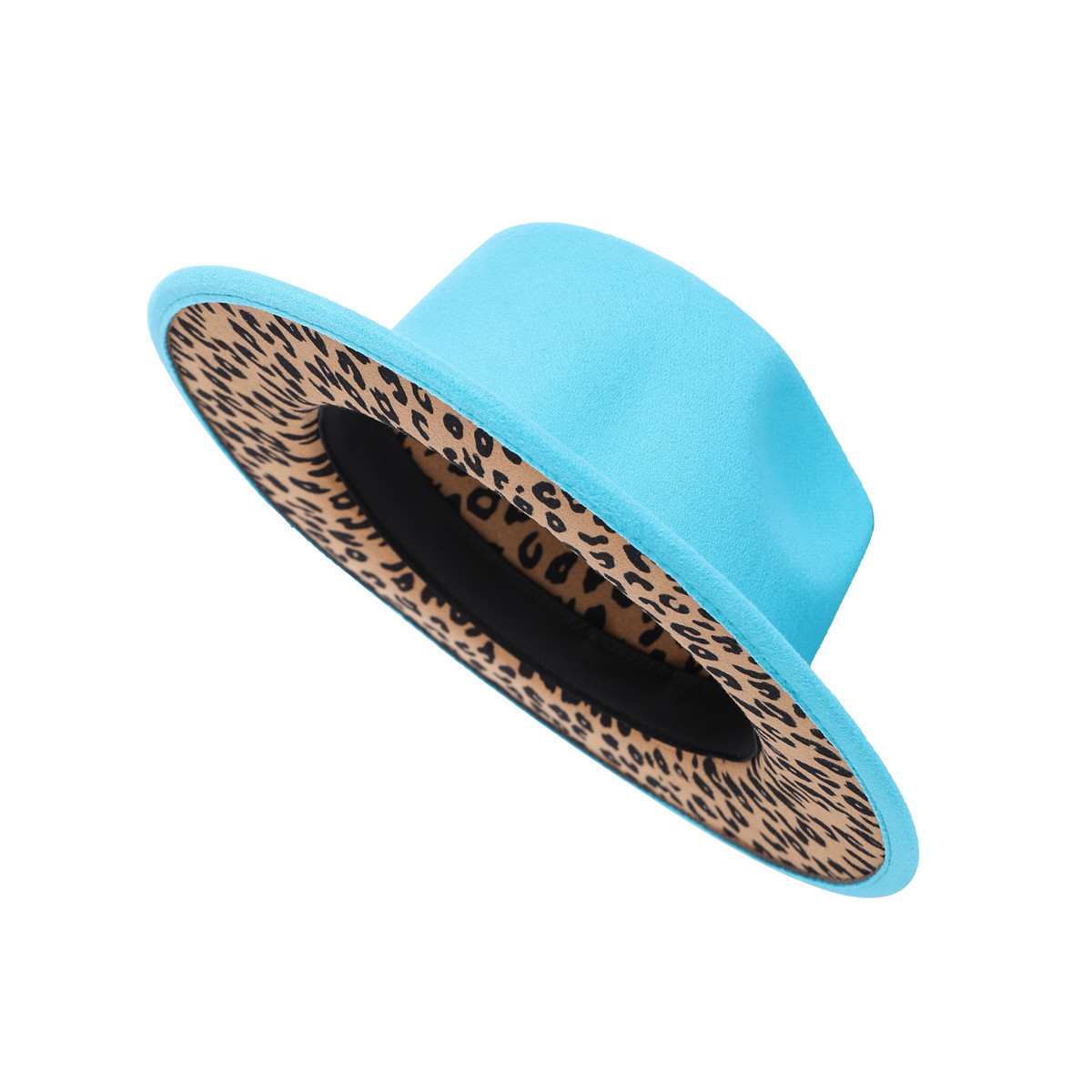 Sombrero De Copa De Lana Vintage Estampado De Leopardo Sombrero De Fieltro De Ala Grande Al Por Mayor display picture 4