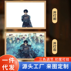 進撃の巨人の照明画の完成品の小さい夜の明かりのアニメの周辺のウィルの明かりの絵は台のdiyのフォトフレームの発光画を並べます。