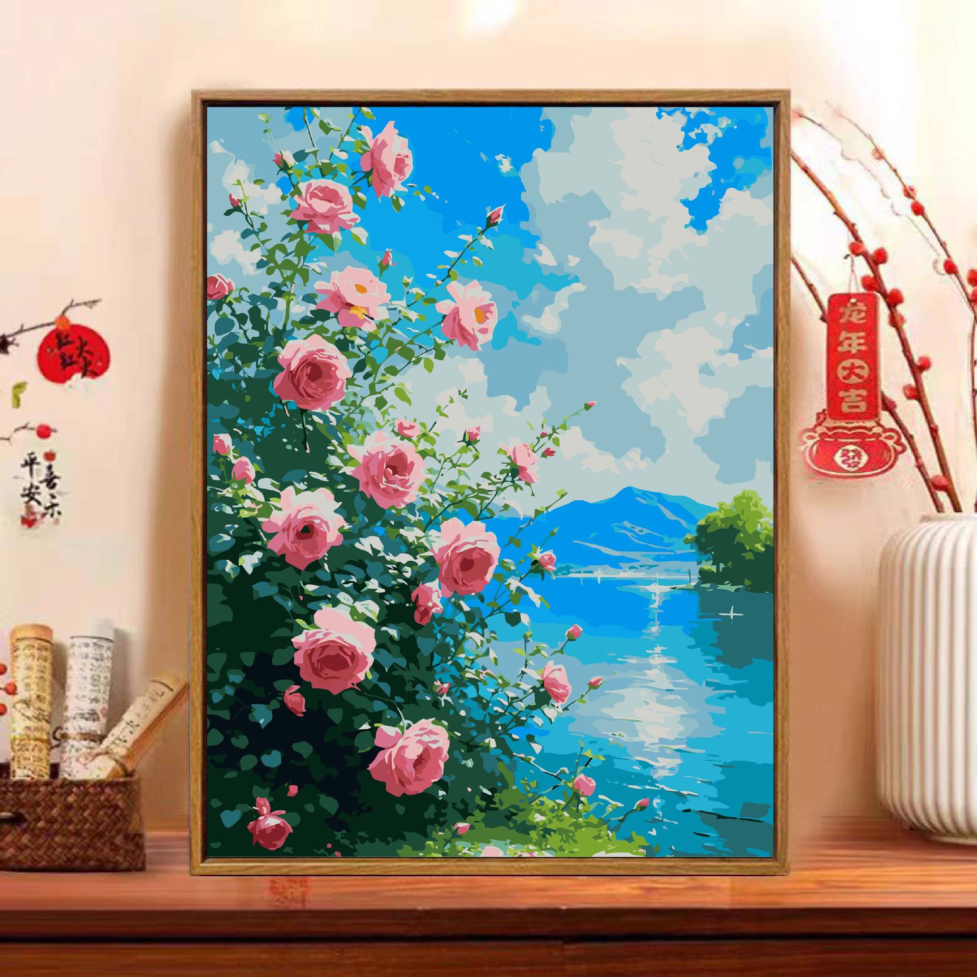 Floral pintura al óleo digital diy pintura de relleno adulto pintado a mano paisaje pintado a mano pintado acrílico pintura decorativa