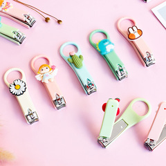 Creative cartoon mini macaron color scheme nail clippers for children, students, home use, cute splash-proof foldable nail scissors