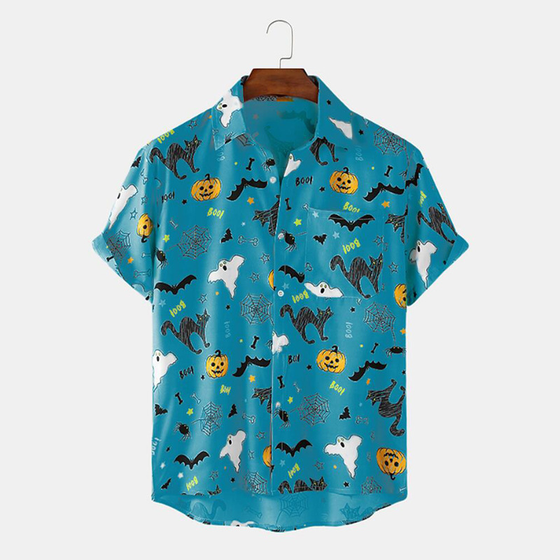 Men Vintage Shirt Summer Hawaiian Short Sleeve Shirt Oversiz