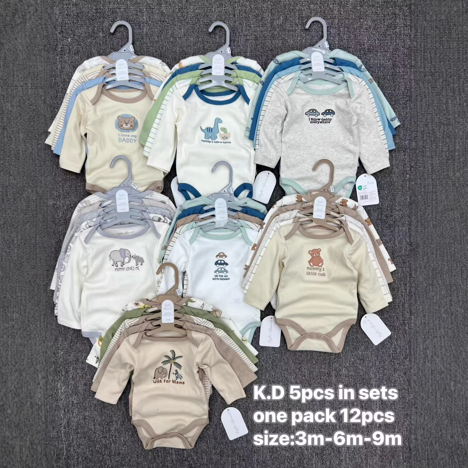 Pañalero para Bebé Set de 5 Piezas de Algodón de Manga Larga para Recién Nacidos image 1
