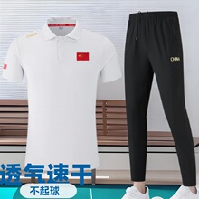 中国队翻领短袖T恤POLO长裤运动套装男女游泳健身教练服国服定制