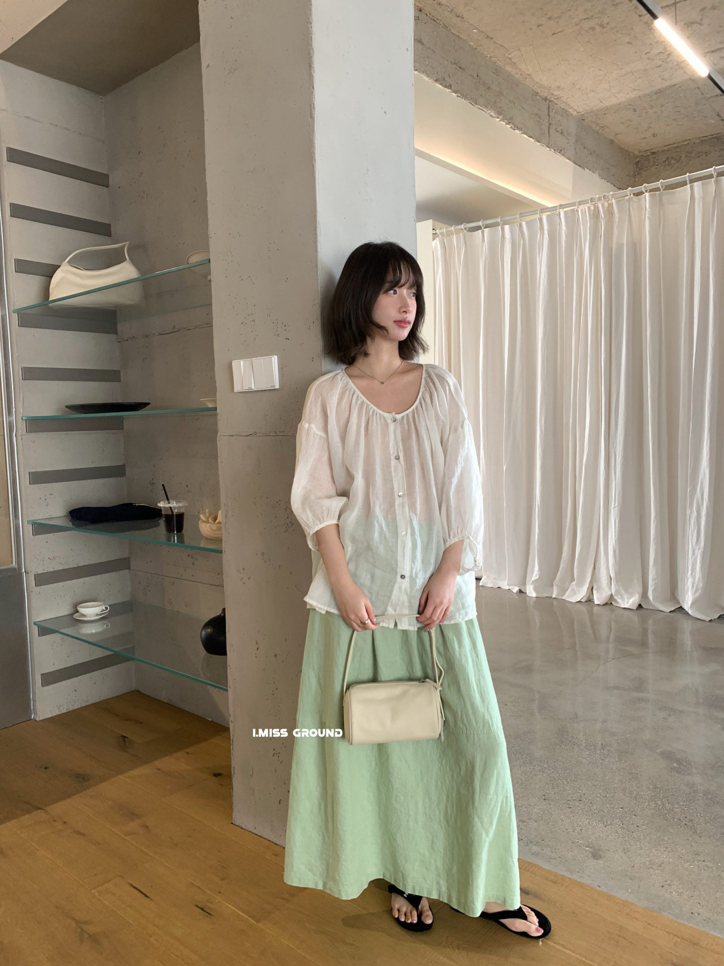 Áo sơ mi nữ linen tay lỡ phong cách Pháp i miss 2026 — xanh đậm, màu trắng, Bột cam, Vàng nhạtcolor chi tiết 20